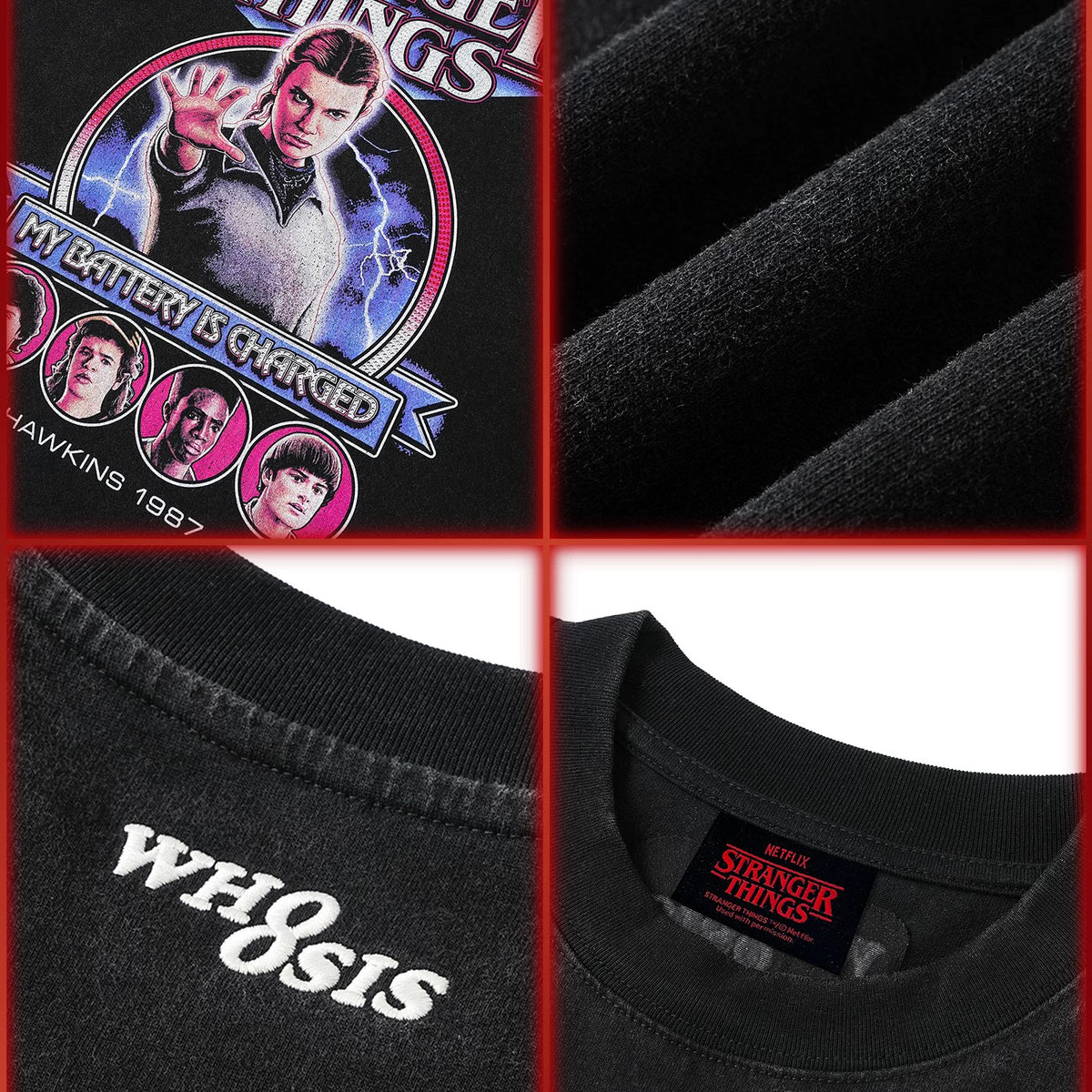 WHOOSIS x STRANGER THINGS | ELEVEN 011 WASHED GRAPHIC TEE