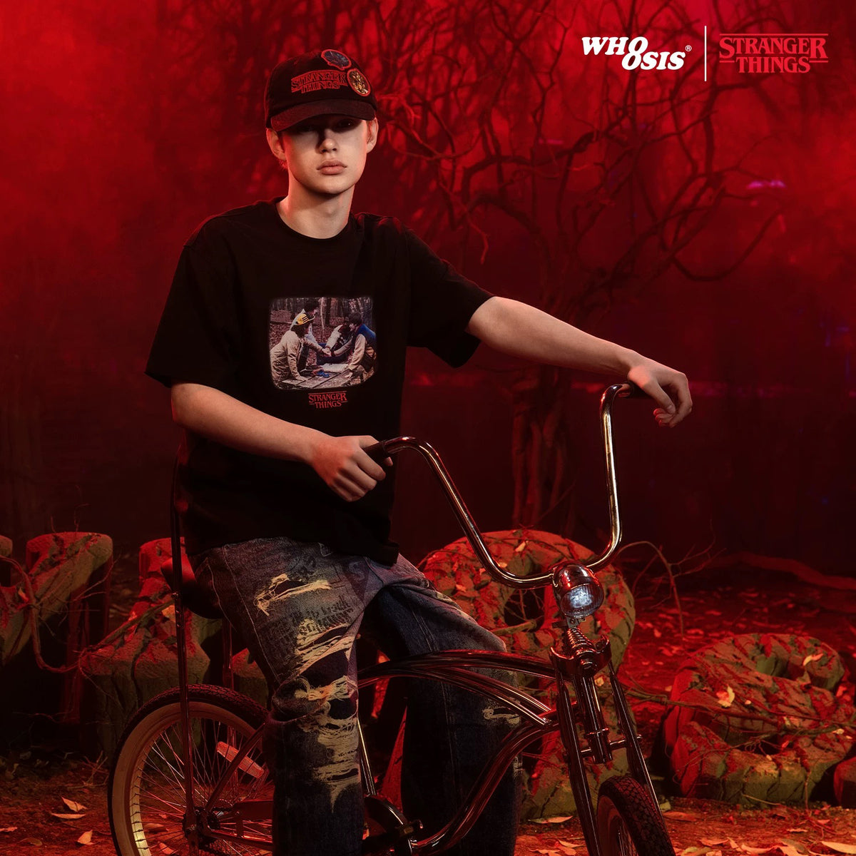 WHOOSIS x STRANGER THINGS | ONE LAST ADVENTURE GRAPHIC EMBROIDERED SHORT-SLEEVE TEE